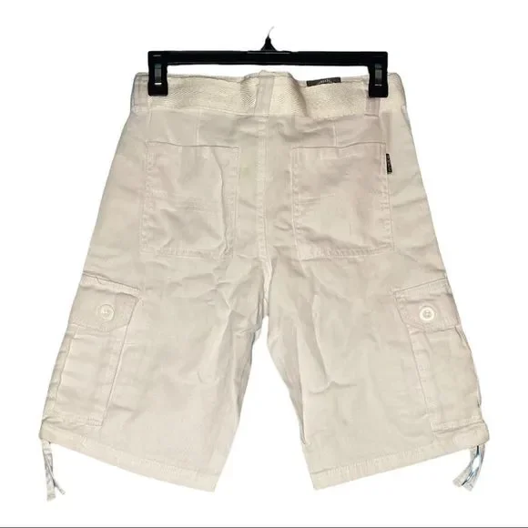 Beverly Hills Polo Club Bright White Cotton Belted Cargo Shorts Size 12 NWT - Picture 3 of 11